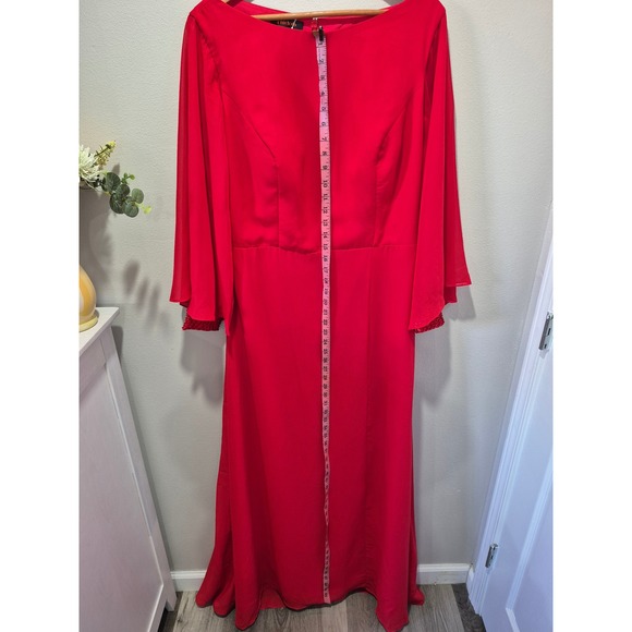 Chiclody Red Maxi Dress Long Bell Sleeve Sequin Cuff Formal Evening Gown New - Picture 9 of 15